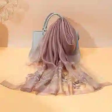 上海故事 新中式古风刺绣结婚真丝羊毛混纺 丝巾 女款