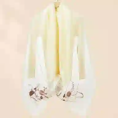 上海故事 新中式古风刺绣结婚真丝羊毛混纺 丝巾 女款