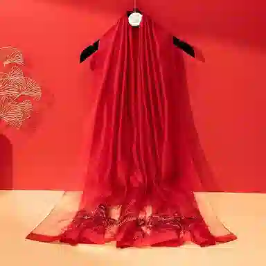 上海故事 新中式古风刺绣结婚真丝羊毛混纺 丝巾 女款