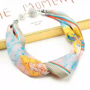 上海故事 百搭时尚磁扣气质多用吊坠锁骨链小领巾  丝巾 女款