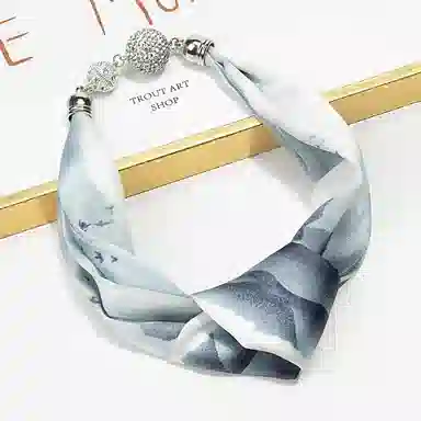 上海故事 百搭时尚磁扣气质多用吊坠锁骨链小领巾  丝巾 女款