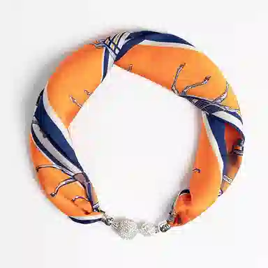 上海故事 百搭时尚磁扣气质多用吊坠锁骨链小领巾  丝巾 女款