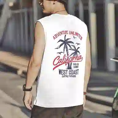 格蓝鹿 薄款宽松圆领背心 男款