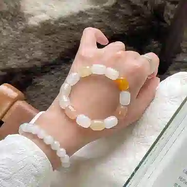 琳琯瑛 枣状末糖黄口料原石多宝 金丝玉 手串 女款