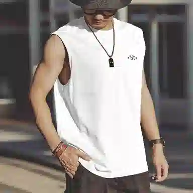 格蓝鹿 薄款宽松圆领背心 男款