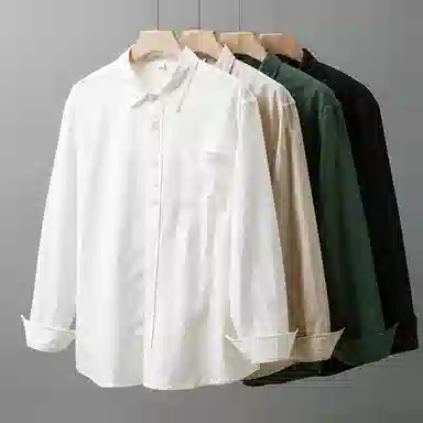 杜克恩 透气柔软亲肤纯色长袖衬衫 男女同款