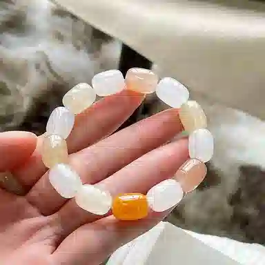 琳琯瑛 枣状末糖黄口料原石多宝 金丝玉 手串 女款