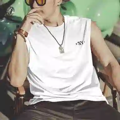 格蓝鹿 薄款宽松圆领背心 男款