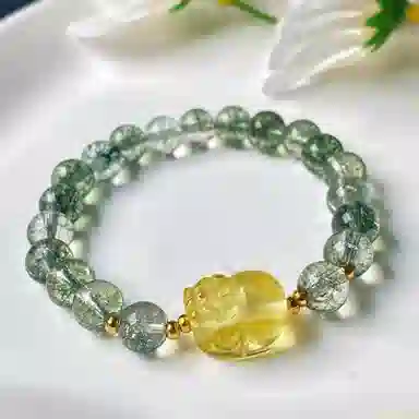 喜宝春花 貔貅诸事喜乐国风小众新中式复古新中式百搭福禄吉祥时尚百搭好运天然 绿幽灵 手串 男女同款情侣款