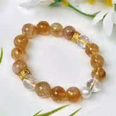 喜宝春花 招财财富诸事喜乐国风小众新中式复古新中式百搭福禄吉祥时尚百搭好运天然 黄水晶 手串 男女同款情侣款