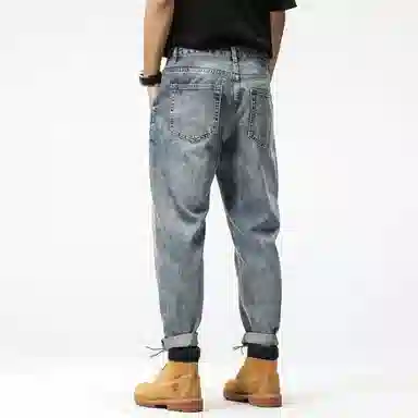 &-V-& Wide Cut Patchwork Jeans Light Blue