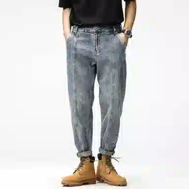 &-V-& Wide Cut Patchwork Jeans Light Blue