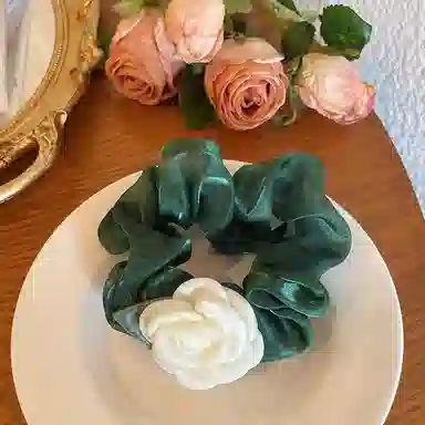 蒙妮 森系山茶花大肠 布料 头绳 男女同款情侣款