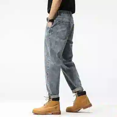 &-V-& Wide Cut Patchwork Jeans Light Blue