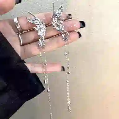 韵系 蝴蝶流苏长款 铜镀金 耳夹 女款