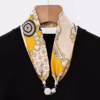 上海故事 百搭时尚磁扣气质多用吊坠锁骨链小领巾  丝巾 女款