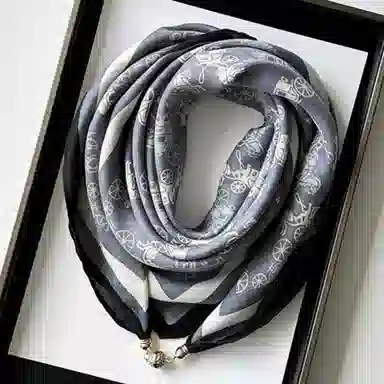 优幽兰 时尚百搭高级感护颈保暖方巾设计感磁扣小领巾韩版高档减龄气质优雅懒人薄搭配连衣裙西装衬衫 聚酯纤维 女款