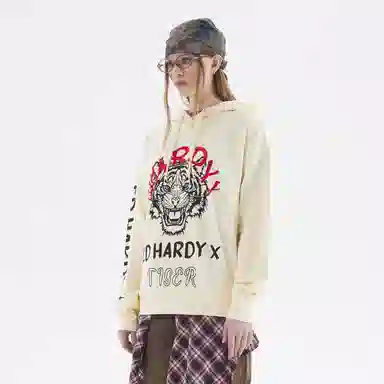 Ed Hardy Logo Print Hoodie Off-White