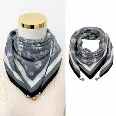 优幽兰 时尚百搭高级感护颈保暖方巾设计感磁扣小领巾韩版高档减龄气质优雅懒人薄搭配连衣裙西装衬衫 聚酯纤维 女款