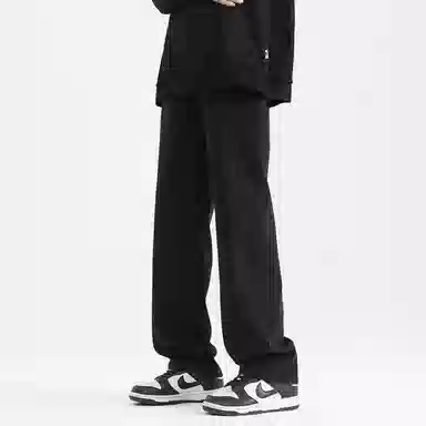 八哥 纯色基础款美式黑牛宽松休闲水洗做旧简约时尚垂感日常通勤舒适柔软不硬潮流废土风牛仔裤 男女同款