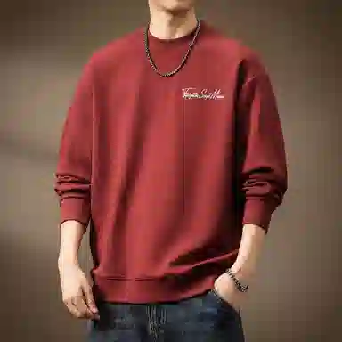 贵色 高端重磅圆领潮牌宽松卫衣 男款 砖红