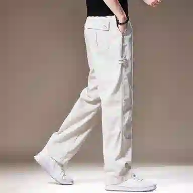贵色 阔腿宽松直筒休闲裤 男款 米白