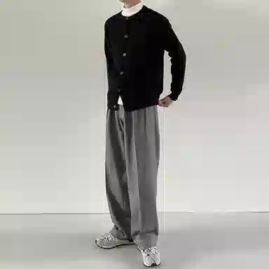 我是大卫 重磅单排扣开衫保暖外套休闲宽松慵懒针织衫 男女同款