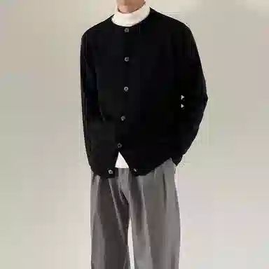 我是大卫 重磅单排扣开衫保暖外套休闲宽松慵懒针织衫 男女同款