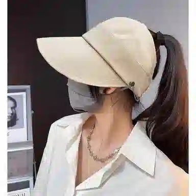 杨同学 大帽檐 空顶帽 女夏季 可收纳 护颈 遮阳帽 可扎马尾 户外鸭舌 太阳帽 聚脂钎维 防晒帽 男女同款情侣款