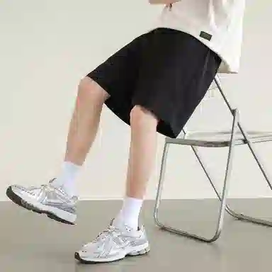 兰缪 美式复古高街风纯色基础款户外日常通勤亲肤柔软舒适透气运动直筒宽松五分裤休闲短裤 男女同款