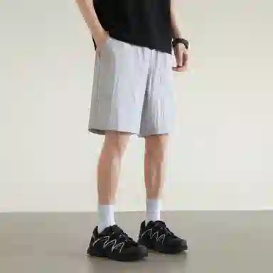 兰缪 美式复古高街风纯色基础款户外日常通勤亲肤柔软舒适透气运动直筒宽松五分裤休闲短裤 男女同款