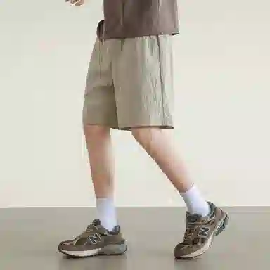 兰缪 美式复古高街风纯色基础款户外日常通勤亲肤柔软舒适透气运动直筒宽松五分裤休闲短裤 男女同款