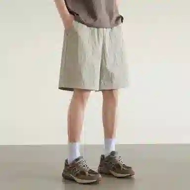 兰缪 美式复古高街风纯色基础款户外日常通勤亲肤柔软舒适透气运动直筒宽松五分裤休闲短裤 男女同款