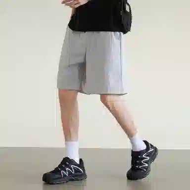 兰缪 美式复古高街风纯色基础款户外日常通勤亲肤柔软舒适透气运动直筒宽松五分裤休闲短裤 男女同款