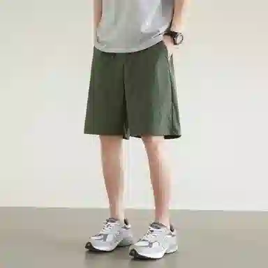 兰缪 美式复古高街风纯色基础款户外日常通勤亲肤柔软舒适透气运动直筒宽松五分裤休闲短裤 男女同款