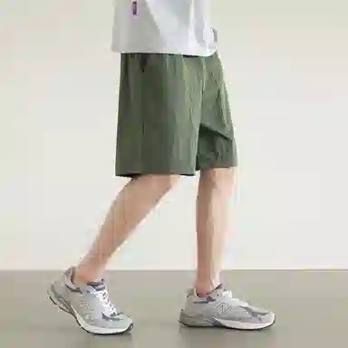 兰缪 美式复古高街风纯色基础款户外日常通勤亲肤柔软舒适透气运动直筒宽松五分裤休闲短裤 男女同款