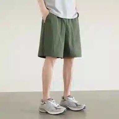 兰缪 美式复古高街风纯色基础款户外日常通勤亲肤柔软舒适透气运动直筒宽松五分裤休闲短裤 男女同款