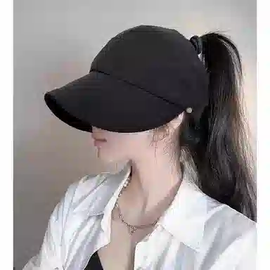 杨同学 大帽檐 空顶帽 女夏季 可收纳 护颈 遮阳帽 可扎马尾 户外鸭舌 太阳帽 聚脂钎维 防晒帽 男女同款情侣款