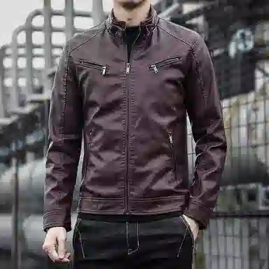 大白鲨 立领百搭潮流皮衣 男款