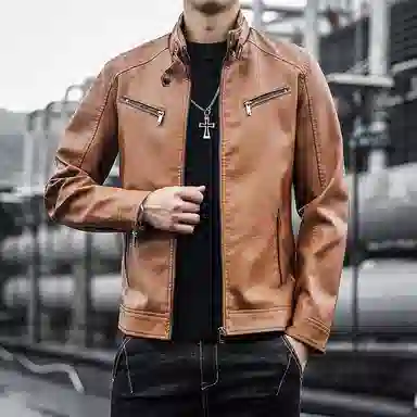 大白鲨 立领百搭潮流皮衣 男款