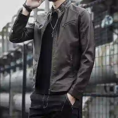 大白鲨 立领百搭潮流皮衣 男款