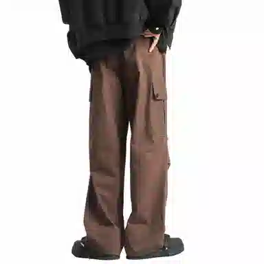 王者荣耀 美式复古高街反光银潮流百搭口袋长裤垂感运动直筒超薄宽松工装裤 男女同款