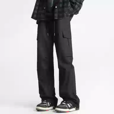 王者荣耀 美式复古高街反光银潮流百搭口袋长裤垂感运动直筒超薄宽松工装裤 男女同款