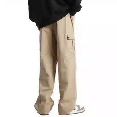 王者荣耀 美式复古高街反光银潮流百搭口袋长裤垂感运动直筒超薄宽松工装裤 男女同款