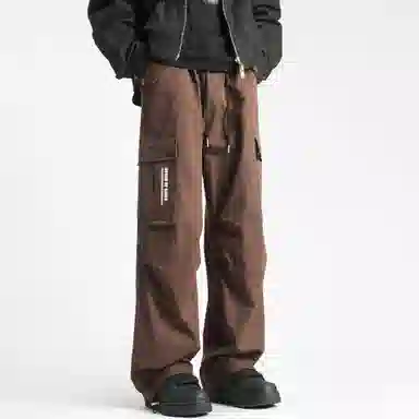 王者荣耀 美式复古高街反光银潮流百搭口袋长裤垂感运动直筒超薄宽松工装裤 男女同款