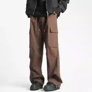 王者荣耀 美式复古高街反光银潮流百搭口袋长裤垂感运动直筒超薄宽松工装裤 男女同款