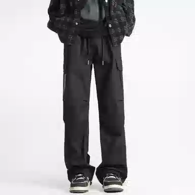 王者荣耀 美式复古高街反光银潮流百搭口袋长裤垂感运动直筒超薄宽松工装裤 男女同款