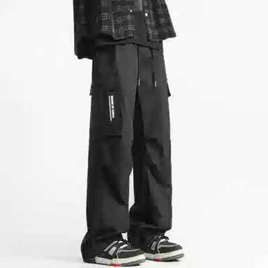 王者荣耀 美式复古高街反光银潮流百搭口袋长裤垂感运动直筒超薄宽松工装裤 男女同款