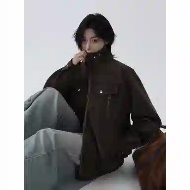 颂希尔 美式宽松立领痞帅夹克外套 男女同款