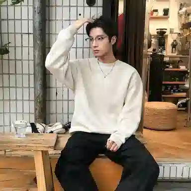 我是大卫 套头圆领长袖宽松潮牌潮流帅气百搭纯色卫衣 男女同款